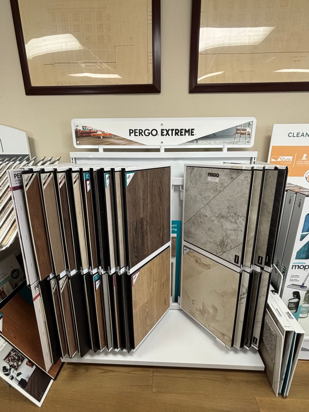 Pergo Extreme luxury vinyl and laminate samples